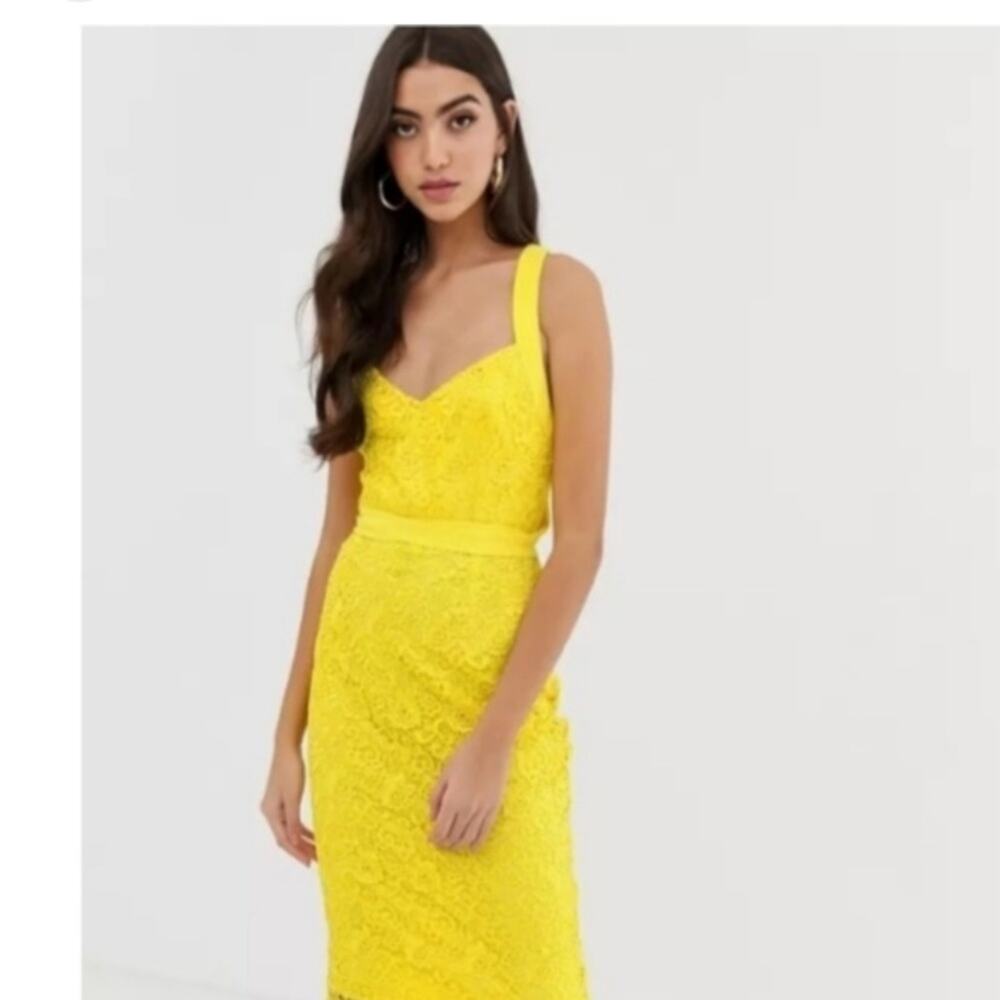 Paper Dolls Yellow Lace Dress Size 10 Special Occasion Wedding Guest Elegant